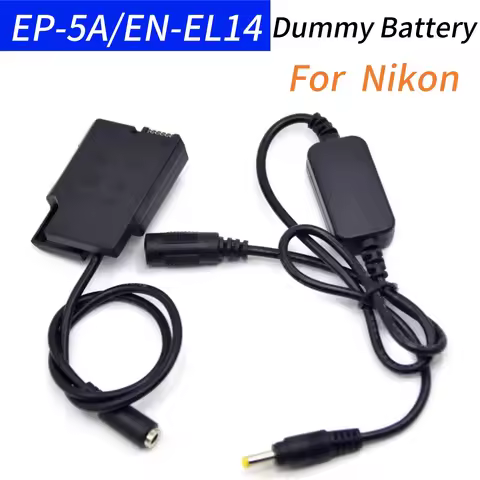 EN-EL14 Dummy Battery EP-5A DC Coupler+12V-24V Step-Down Cable for Nikon D3300 D3400 D5100 D5200 D53