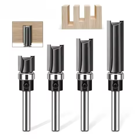 1-Piece 6mm (1/4" Shank) Straight Bearing Router Bit – Copy Trimming Cutter, Edge Trimmer, and Milli