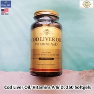 น้ำมันตับปลา Cod Liver Oil Vitamins A & D 250 Softgels - Solgar