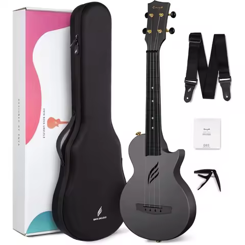 Enya Concert Ukulele Nova U 23’’ Carbon Fiber Travel Ukulele with Beginner Kit Includes Online Lesso