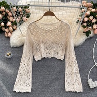 Áo Sơ Mi Tay Dài Bohemian Vintage Hook Long Sleeve Short Style Áo Khoác Ngoài Thời Trang Đa Năng Cho