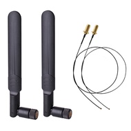 2 x 6dBi 2.4GHz 5GHz Dual Band WiFi RP-SMA Male Antenna+2 x 35CM RP-SMA IPEX MHF4 Pigtail Cable for 