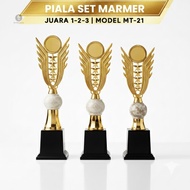 3 PCS MT Marble Onyx Round Trophy Set for 1st-2nd-3rd Place Competition