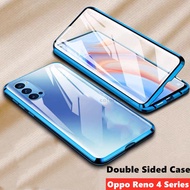 Case For Oppo Reno 4 4F 4Z 5 Reno4 Z Reno4 Reno5 4G 5G Metal Flip Cover Double Sided Tempered Glass Hard Case Full Protection Back Cover Casing