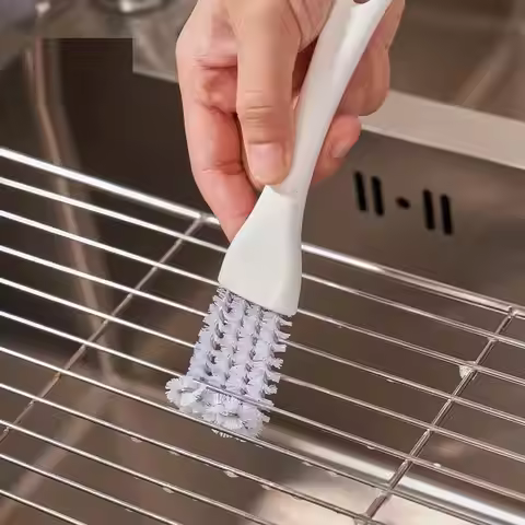 3PCS 2 In 1 Portable Grill Brush V-shaped Hooked Brush And Scraper Multifunctional Barbecue Kit Net 