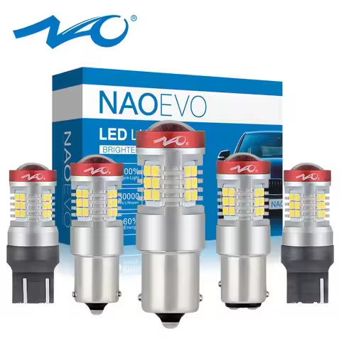 NAO P21W LED PY21W BA15S T20 W21/5W W5W T10 7443 For LADA DRL P21/5W 1300LM Car Lights Bulb 7440 BAY