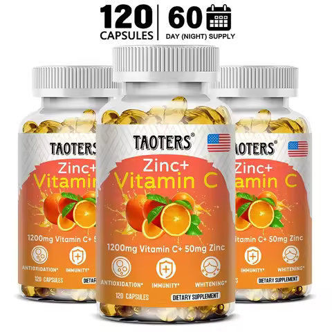Taoters Vitamin C + Zinc Supplement - High Absorption - Immune System, Skin Health Vitamins - Antiox
