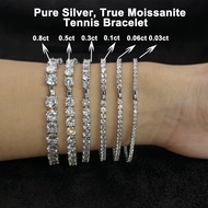 Real Mulberry Diamond Tennis Bracelet 30 Points-80 Points 2.0mm-6.0mm S925 Sterling Silver