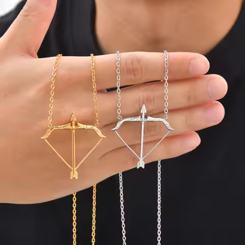 Vnox Cupid Arrow Bow Pendant Necklace, Stainless Steel Love Amulet Jewelry for Women Men Valentine's
