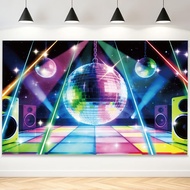 Disco Party Banner Backdrop 80s 90s Theme Retro Glow Party Decoration Photo Background Disco Ball Da