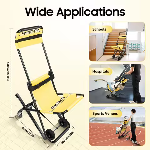 350.53 Lbs Portable Folding Stair Chair Manual Lift Stair Chair Withstands Folding Evacuation Chair