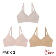 Bme เสื้อชั้นในไร้โครง Level 1ฟองบาง รุ่น ME1A3V แพ็ค3ตัว คละสี มี 3สี สีโอวัลติน สีเทาอ่อน สีชมพูอ่