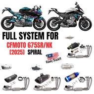 For CFMOTO 675SR 675NK 2025 Exhaust Full Systems SPIRAL Link Connect Middle Pipe Muffler accesorries