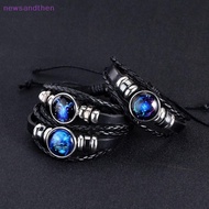 newsandthen Zodiac Sign Leather Bracelet Adjustable Charm Bangle for Men and Women Unisex Jewelry Gi