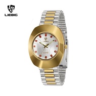 LIEBIG นาฬิกาแฟชั่นใหม่นาฬิกาควอตซ์คู่สายเหล็กสีทอง L1021