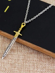 一件復古酷炫的劍和匕首形狀的合金項鍊鎖骨鏈吊墜，適合男女日常佩戴