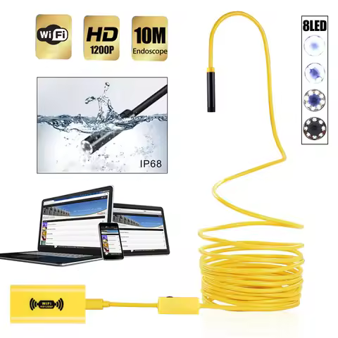 8mm HD WiFi Endoscope Camera HD1200P IP67 Waterproof USB Inspection Borescope 8LEDs Wireless Endosco