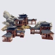 Sharp 3D printed house model, ancient house decorated with terrariums, miniatures, rockery