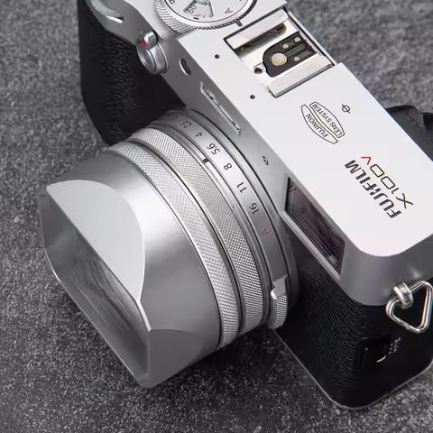 X100V Camera Lens Hood with 49mm Adapter Ring For Fuji X100V X100VI Metal Screw-in Lens Hood Lens Ca