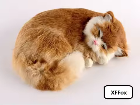 beautiful real life sleeping cat model plastic&furs cute yellow cat gift about 27x10x18cm xf1421