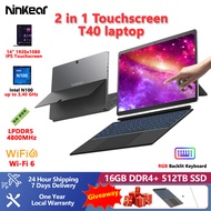 Ninkear T40 Touchscreen Laptop 14-inch IPS Touch Screen Intel Processor N100 16GB DDR5 + 512GB SSD 2-in-1 Laptop WIFI6 Windows 11 Notebook Office Study Computer Laptop