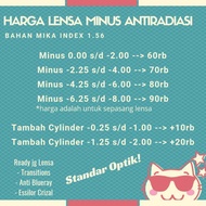 Anti-Radiation Minus Lenses, Anti-UV/ Supersin, MIKA Material, Index 1.56