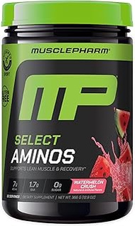 MusclePharm Select Amino's EAA + BCAAs, Post Workout Essential Amino Acids Powder, Pre Workout Energ