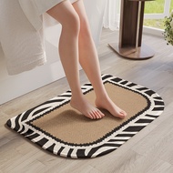 Premium Aesthetic Bathroom Floor Mat Anti Slip Absorb Water, Woven Bath Rug Non Slip Bathroom Mat, T