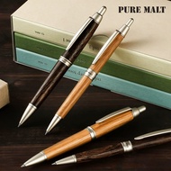 UNI三菱 SS-1025 SS-1015 Ballpoint Pen, Matte Metal Clip Design, Natural Oak Wood Barrel, Refillable In