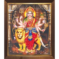 Durga Lion Digital Photo with Lamination and Frame (L511B)