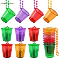 PIXELGLOW 5Pcs Bachelorette Party Shot Glasses, Hanging Colorful Shot Glass on Beaded Necklace, Ligh