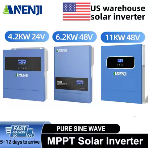 ANENJI 4.2KW/6.2KW/11KW Solar Inverter 24/48V High Power Off/on Grid Inverter 220-230VAC Built-in MP