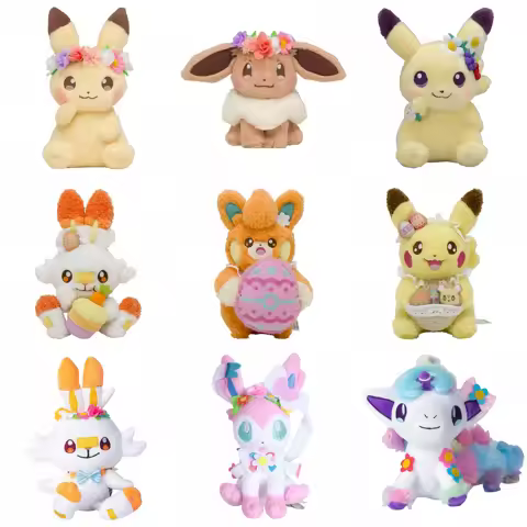 Pokemon Plush Easter Series Pikachu Eevee Scorbunny Sylveon Ponyta Pawmi Plushies Toys Hobbies Kids 