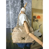 Authentic Second-Hand Vintage Bag axes femme Very Japanese Style Cream-Brown Color Cute Embroidery S