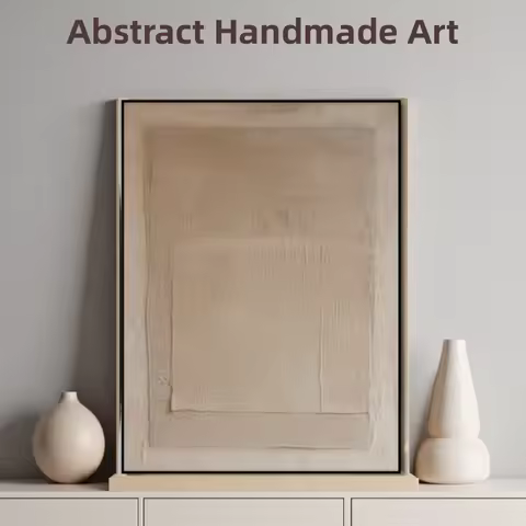 Large Beige Texture Abstract Handmade Painting Wall Art Abstract Minimalist Painting on Canvas Beige