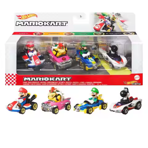 Hot Wheels Mario Kart Die-Cast Characters and Karts 4-Pack Diecast Model Car Toys