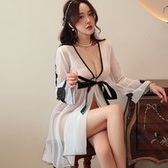 Seluar dalam seksi seksi kimono sifon bercorak bunga gaya Jepun pakaian seragam gairah jubah mandi a