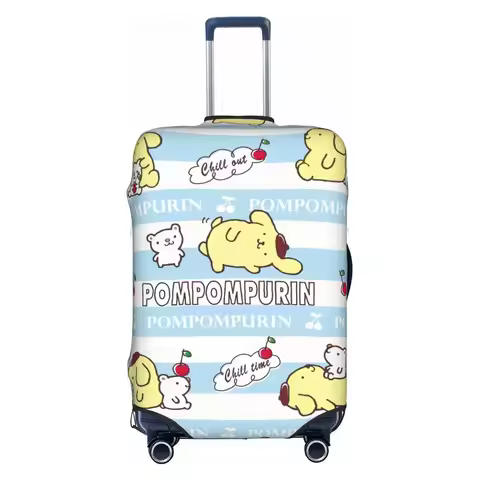 Custom Pompompurin Cartoon Travel Luggage Cover Elastic Suitcase Cover Protector Fit 18-32 Inch
