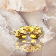 天然黃色藍寶石純銀鍍金夾子耳環