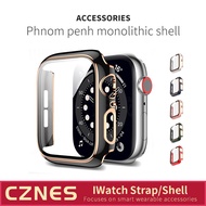 Iwatch Phnom Penh Tempered Film Integrated Case iWATCH7 s9 4/5/6 SE Generation Shock-resistant Case Watch Soft Case Watch Frame Apple Watch