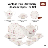 Vantage Tea Set Pink Strawberry Blossom