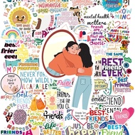 100PCS Vibrant Friendship Collage Stickers with Heartwarming Quotes and Colorful Designs, Perfect fo
