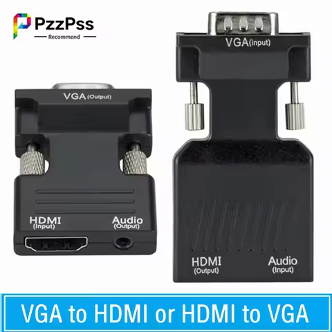 PzzPss VGA to HDMI-compatible Audio Video Converter 1080P HDMI-compatible To VGA Adapter Cable For P