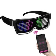 LED Glasses, Bluetooth App Control LED Display Smart Glasses USB Rechargeable DIY Funky Glasses for 