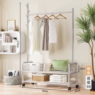 LG Rak Gantungan Baju Besi Stand Hanger Gantungan Baju Celanan Stand Hanger Pakaian Dengan 4 Roda