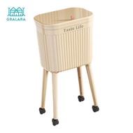 [nvnrbso] Tall Trash Can with Wheel Container Household Portable Minimalist High Foot Dustbin for St