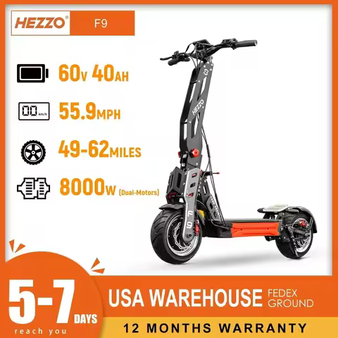 F9 Electric Scooter HEZZO 60V 8000W 40AH Dual Motor Lithium Battery 100km/h 12-inch Fat Tire Electri