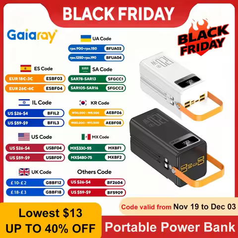 30000mAh 60000mAh Portable Power Bank 120W Fast Charging Power Station Emergency Power Bank LED Char