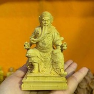 【千代】道用品黃楊木檜木雕刻工藝品居家關二爺擺件人物供奉神像關公