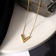 LAVANDE Korean Version Fashion V-Shaped Victory Light Luxury Titanium Steel Non-Fading Necklace Fema